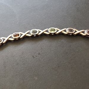 Sterling silver multi gemstone X bracelet